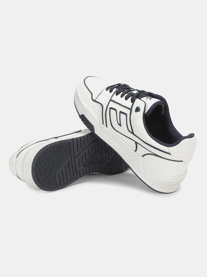 Men's White Colourblock Casual Sneakers