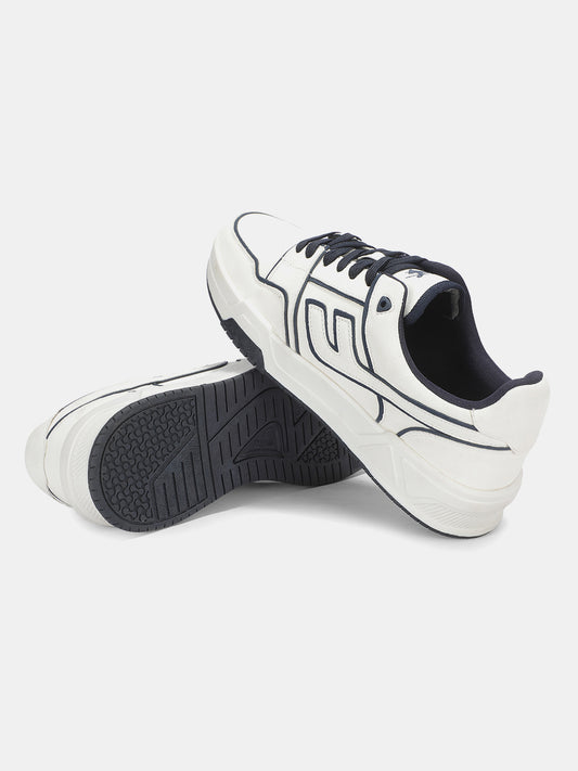 Men's White Colourblock Casual Sneakers
