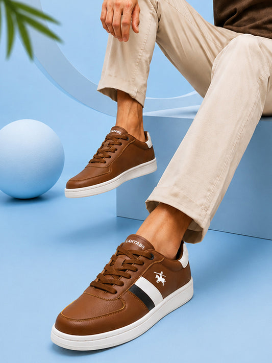 Men's Brown Colourblock Casual Sneakers