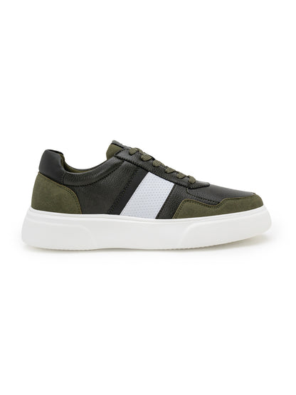 Men's Olive Colourblock Casual Sneakers