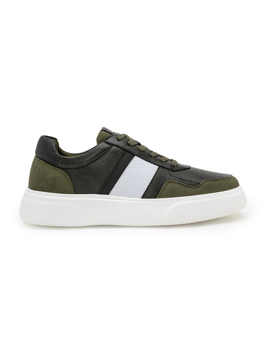 Men's Olive Colourblock Casual Sneakers