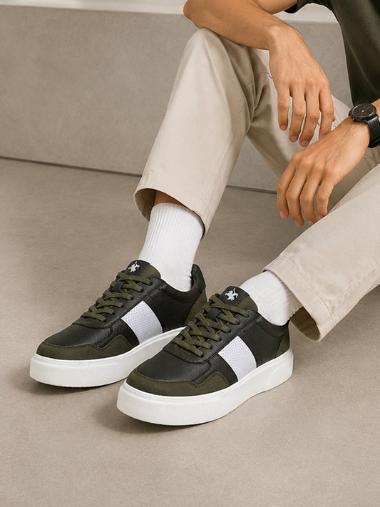 Men's Olive Colourblock Casual Sneakers