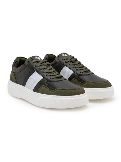Men's Olive Colourblock Casual Sneakers