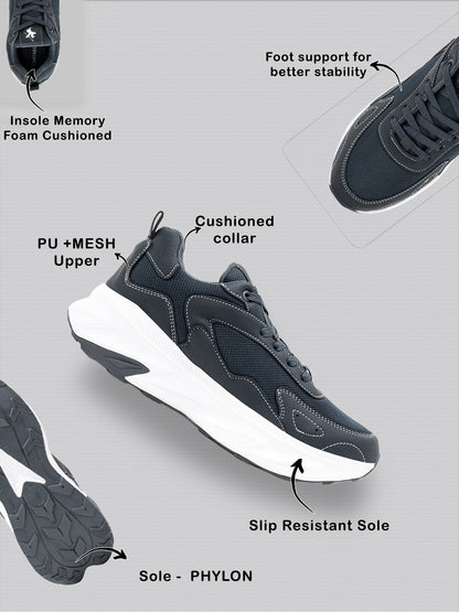Men's Grey Solid Casual Shoes