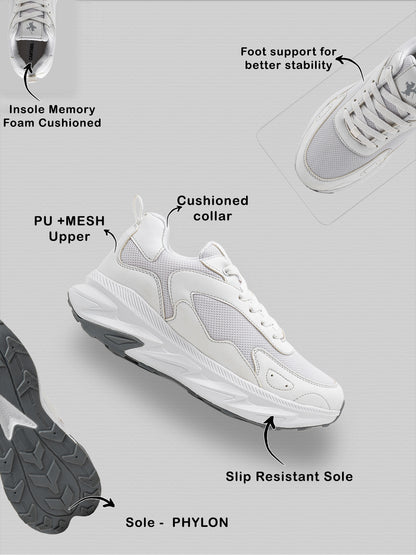 Men's White Solid Casual Shoes