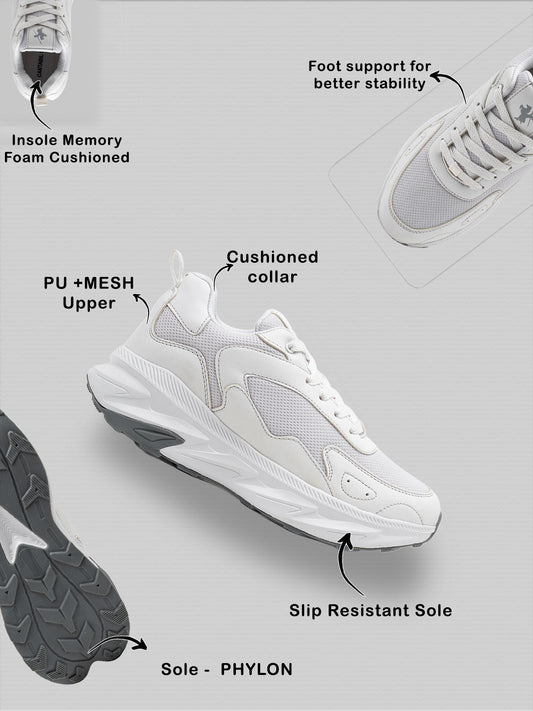 Men's White Solid Casual Shoes