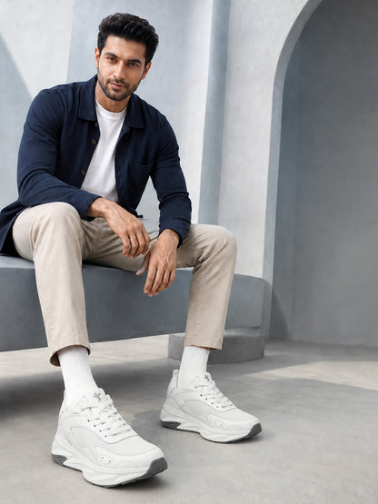 Men's White Solid Casual Shoes