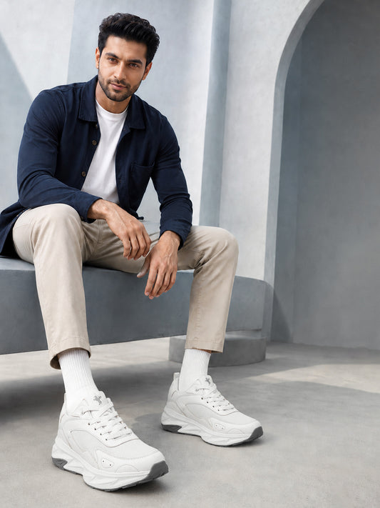 Men's White Solid Casual Shoes