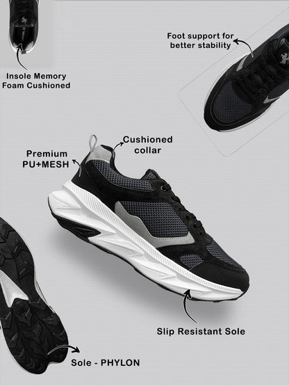 Men's Black Colourblock Casual Shoes