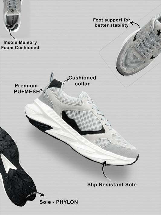 Men's Grey Colourblock Casual Shoes