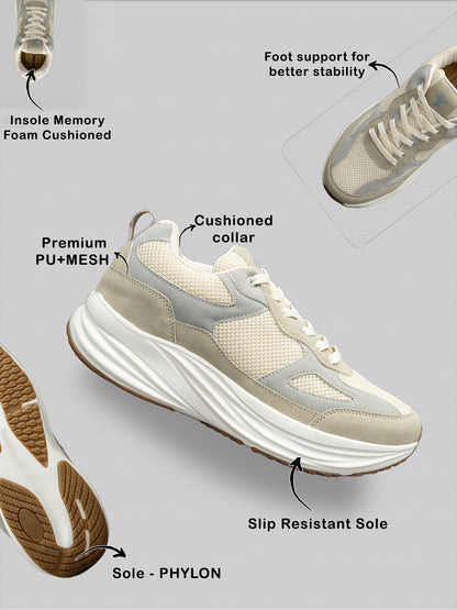Men's Beige Colourblock Casual Shoes