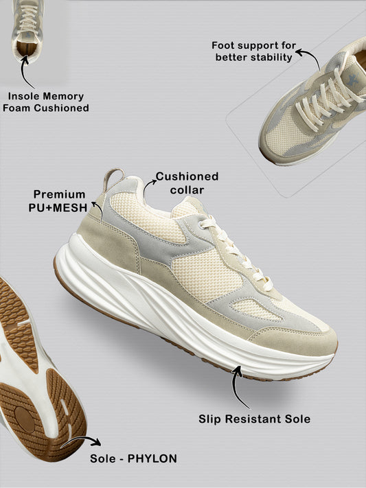 Men's Beige Colourblock Casual Shoes