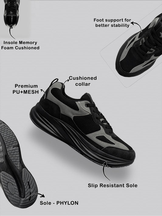 Men's Black Colourblock Casual Shoes