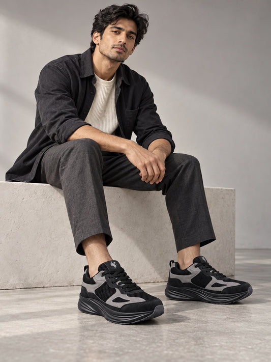 Men's Black Colourblock Casual Shoes