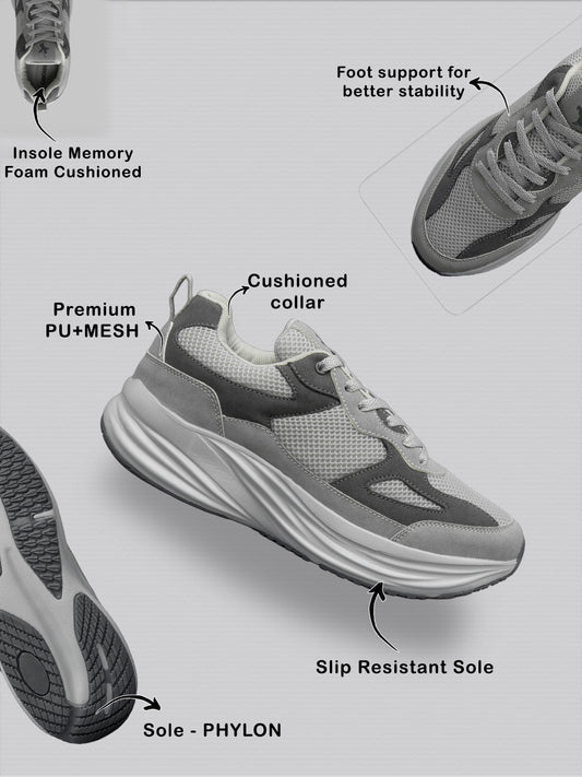 Men's Grey Colourblock Casual Shoes