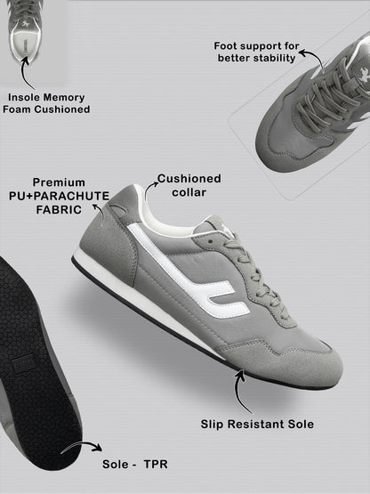 Men’s Grey Striped Casual Sneakers