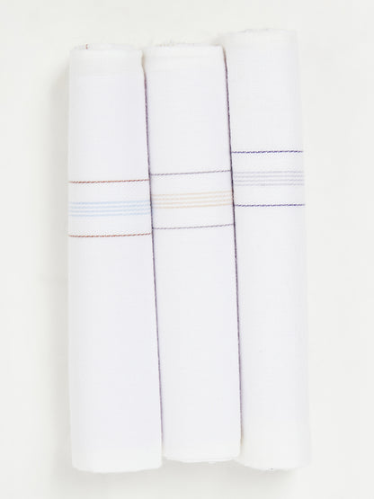Men's White Assorted Basic Hand Kerchief -Pack of 6