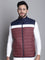 Cantabil Colorblocked Wine Sleeveless Mock Collar Regular Fit Mens Reversible Casual Jacket (7170639069323)