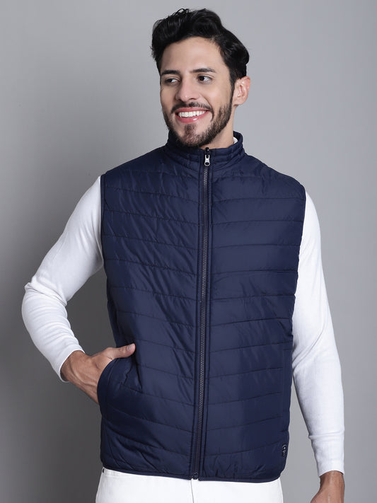 Cantabil Colorblocked Wine Sleeveless Mock Collar Regular Fit Mens Reversible Casual Jacket (7170639069323)