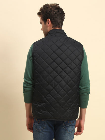 Jacket for Men | Premium Casual Jacket Smart Fit Mock Neck Nylon Fabric Solid Pattern