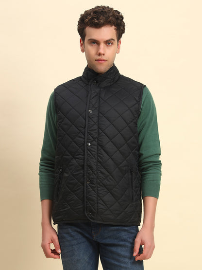 Jacket for Men | Premium Casual Jacket Smart Fit Mock Neck Nylon Fabric Solid Pattern