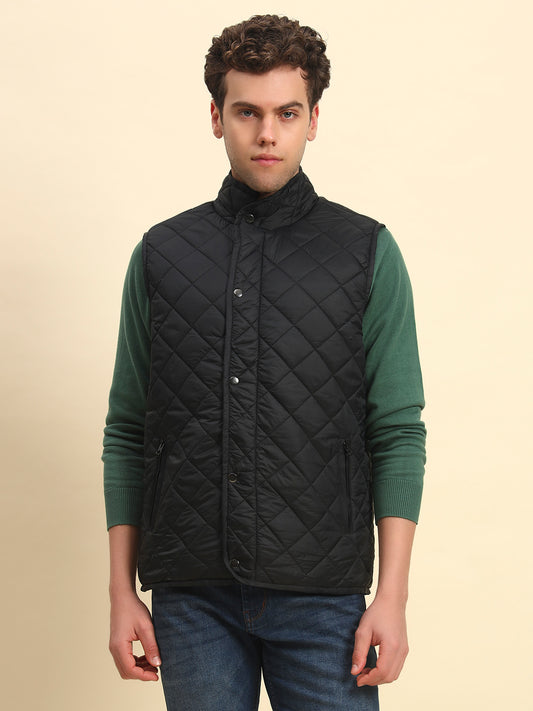 Jacket for Men | Premium Casual Jacket Smart Fit Mock Neck Nylon Fabric Solid Pattern