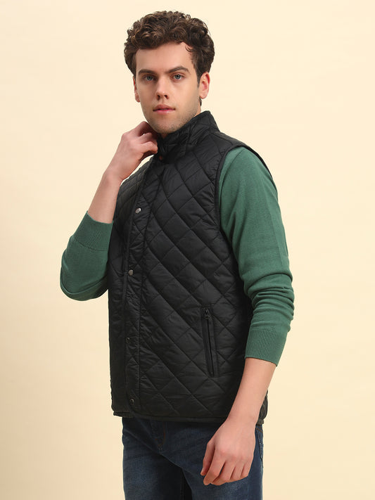 Jacket for Men | Premium Casual Jacket Smart Fit Mock Neck Nylon Fabric Solid Pattern