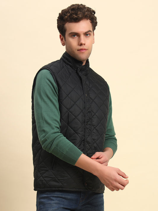 Jacket for Men | Premium Casual Jacket Smart Fit Mock Neck Nylon Fabric Solid Pattern