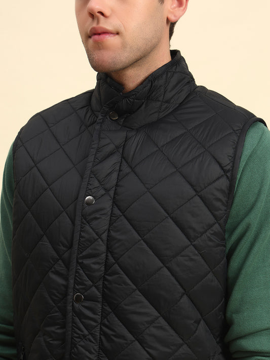 Jacket for Men | Premium Casual Jacket Smart Fit Mock Neck Nylon Fabric Solid Pattern