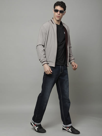 Reversible Jacket for Men | Premium Casual Jacket Regular Fit Mock Neck Nylon Fabric Solid Pattern