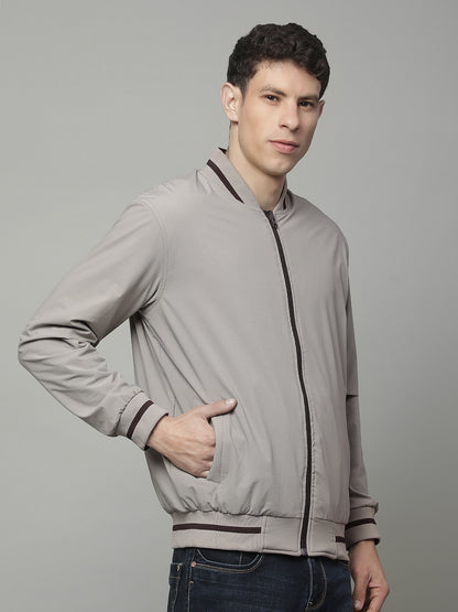 Reversible Jacket for Men | Premium Casual Jacket Regular Fit Mock Neck Nylon Fabric Solid Pattern