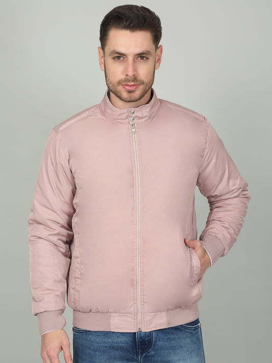 Men's Solid White Mock Neck Reversible Jacket