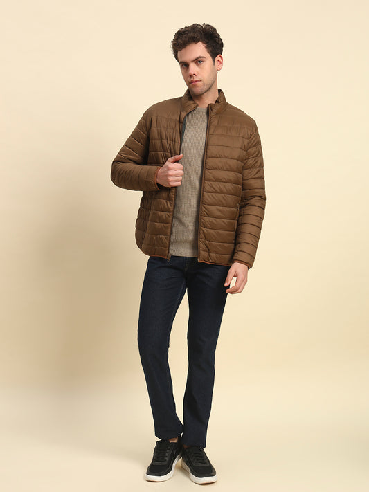 Reversible Jacket for Men | Premium Casual Jacket Smart Fit Mock Neck Nylon Fabric Solid Patten