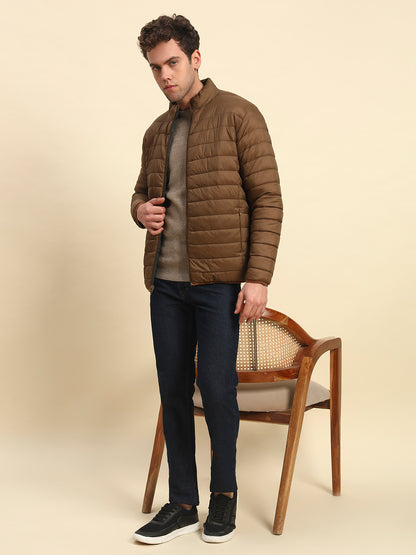 Reversible Jacket for Men | Premium Casual Jacket Smart Fit Mock Neck Nylon Fabric Solid Patten