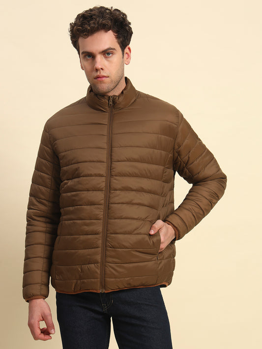 Reversible Jacket for Men | Premium Casual Jacket Smart Fit Mock Neck Nylon Fabric Solid Patten