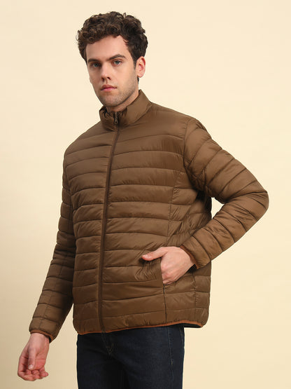 Reversible Jacket for Men | Premium Casual Jacket Smart Fit Mock Neck Nylon Fabric Solid Patten