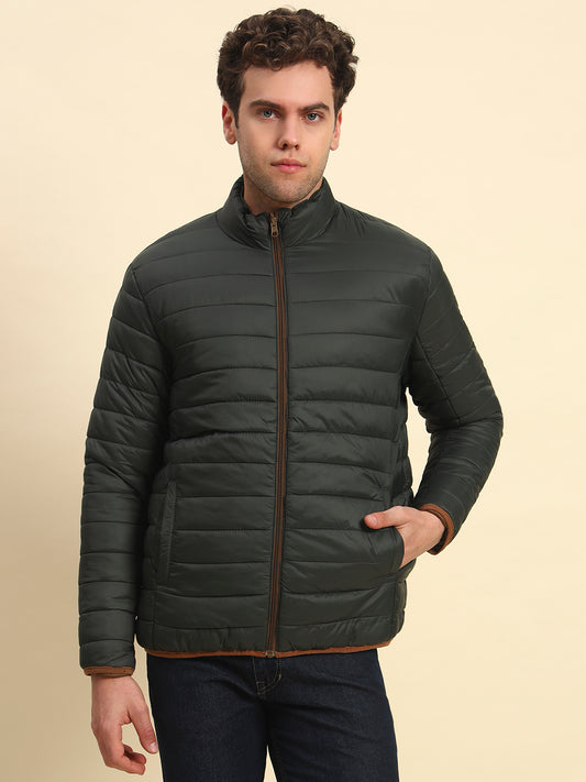 Reversible Jacket for Men | Premium Casual Jacket Smart Fit Mock Neck Nylon Fabric Solid Patten
