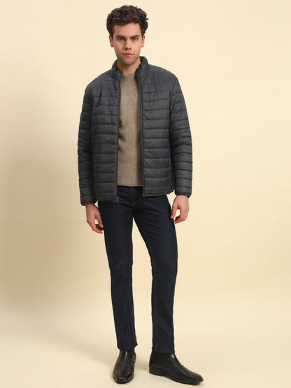 Reversible Jacket for Men | Premium Casual Jacket Smart Fit Mock Neck Nylon Fabric Solid Patten