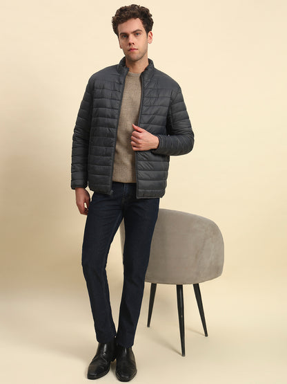 Reversible Jacket for Men | Premium Casual Jacket Smart Fit Mock Neck Nylon Fabric Solid Patten