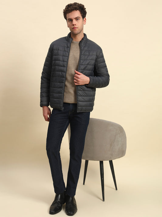 Reversible Jacket for Men | Premium Casual Jacket Smart Fit Mock Neck Nylon Fabric Solid Patten