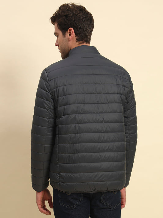 Reversible Jacket for Men | Premium Casual Jacket Smart Fit Mock Neck Nylon Fabric Solid Patten