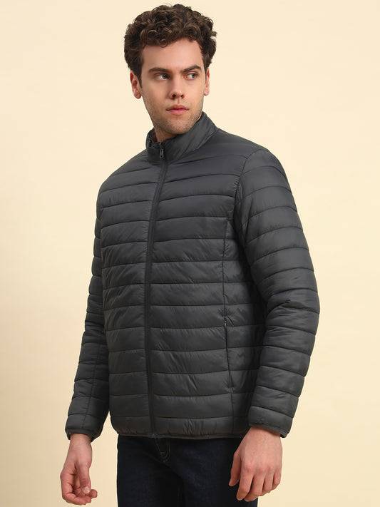 Reversible Jacket for Men | Premium Casual Jacket Smart Fit Mock Neck Nylon Fabric Solid Patten