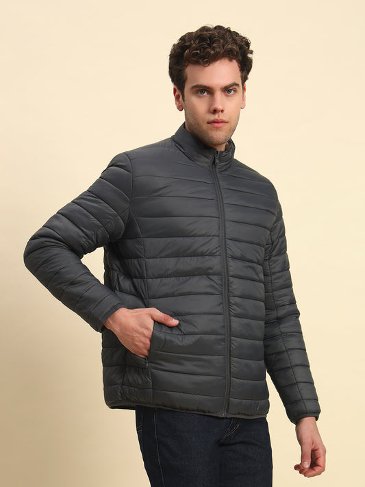 Reversible Jacket for Men | Premium Casual Jacket Smart Fit Mock Neck Nylon Fabric Solid Patten