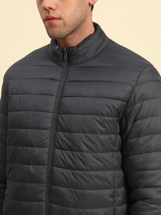 Reversible Jacket for Men | Premium Casual Jacket Smart Fit Mock Neck Nylon Fabric Solid Patten