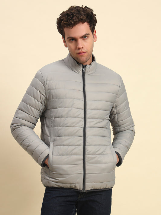 Reversible Jacket for Men | Premium Casual Jacket Smart Fit Mock Neck Nylon Fabric Solid Patten