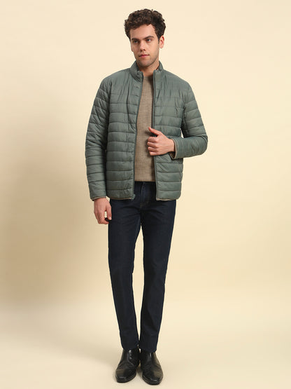 Reversible Jacket for Men | Premium Casual Jacket Smart Fit Mock Neck Nylon Fabric Solid Pattern