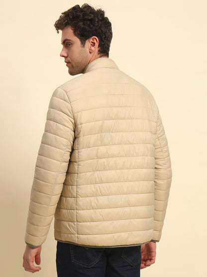 Reversible Jacket for Men | Premium Casual Jacket Smart Fit Mock Neck Nylon Fabric Solid Pattern