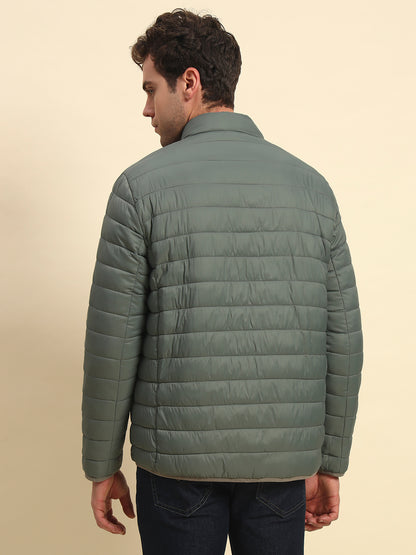 Reversible Jacket for Men | Premium Casual Jacket Smart Fit Mock Neck Nylon Fabric Solid Pattern