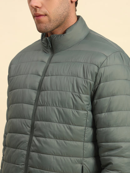 Reversible Jacket for Men | Premium Casual Jacket Smart Fit Mock Neck Nylon Fabric Solid Pattern