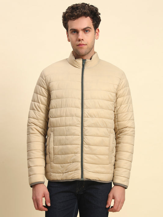 Reversible Jacket for Men | Premium Casual Jacket Smart Fit Mock Neck Nylon Fabric Solid Pattern